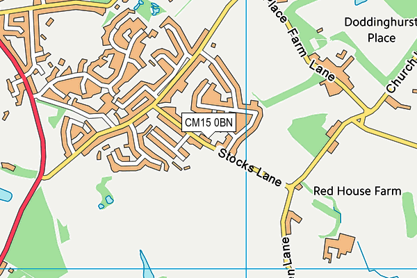 CM15 0BN map - OS VectorMap District (Ordnance Survey)