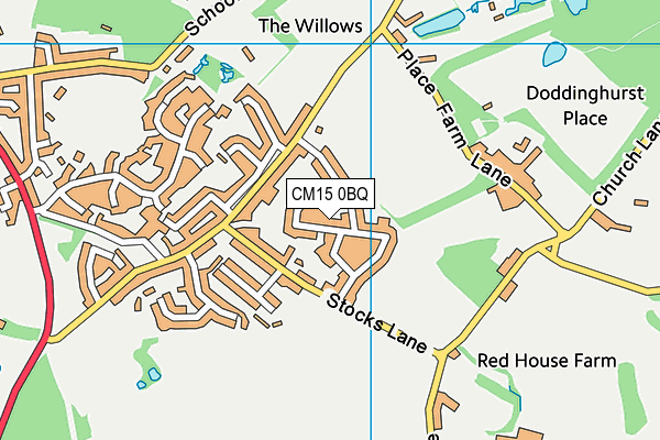 CM15 0BQ map - OS VectorMap District (Ordnance Survey)