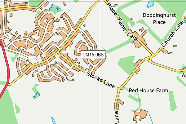 CM15 0BS map - OS VectorMap District (Ordnance Survey)