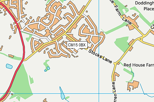CM15 0BX map - OS VectorMap District (Ordnance Survey)