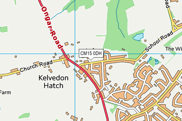 CM15 0DH map - OS VectorMap District (Ordnance Survey)