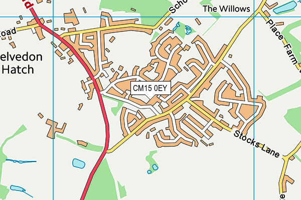 CM15 0EY map - OS VectorMap District (Ordnance Survey)