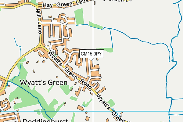 CM15 0PY map - OS VectorMap District (Ordnance Survey)