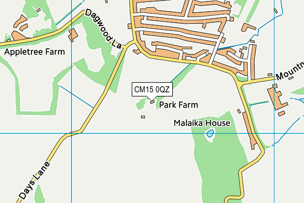 CM15 0QZ map - OS VectorMap District (Ordnance Survey)