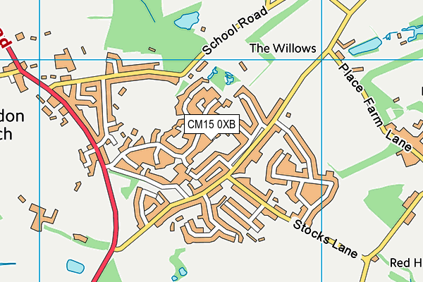 CM15 0XB map - OS VectorMap District (Ordnance Survey)