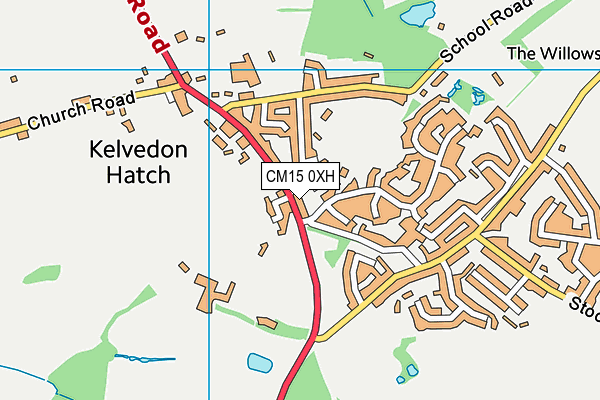 CM15 0XH map - OS VectorMap District (Ordnance Survey)
