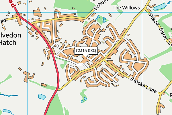 CM15 0XQ map - OS VectorMap District (Ordnance Survey)