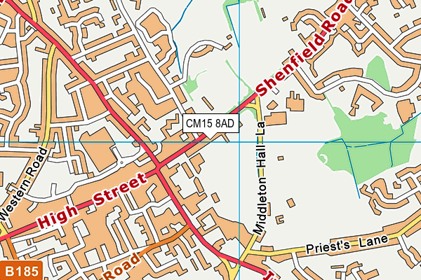 CM15 8AD map - OS VectorMap District (Ordnance Survey)