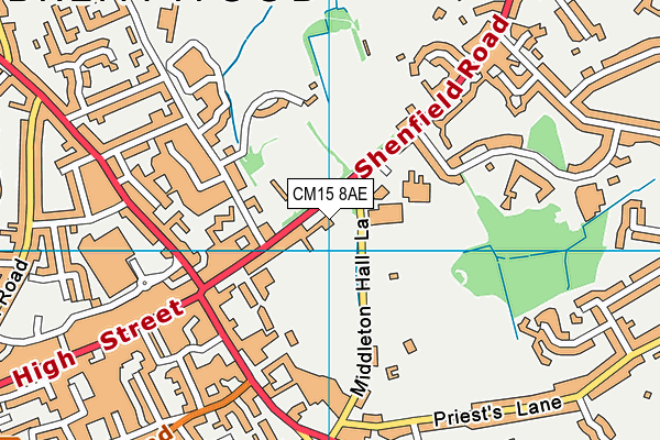 CM15 8AE map - OS VectorMap District (Ordnance Survey)
