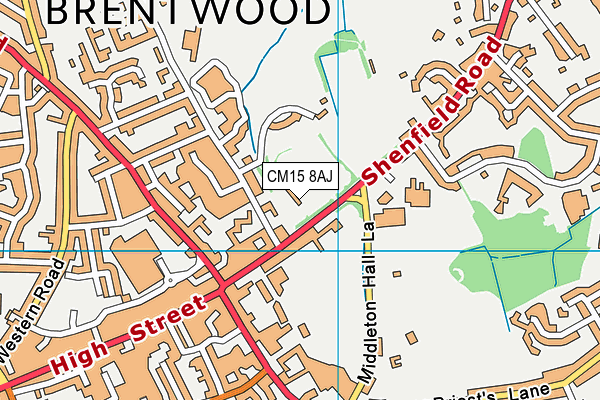 Brentwood Cricket Club map (CM15 8AJ) - OS VectorMap District (Ordnance Survey)