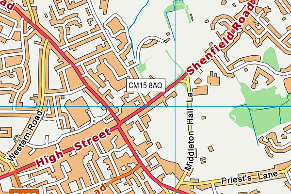 CM15 8AQ map - OS VectorMap District (Ordnance Survey)