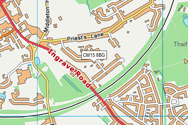 Hogarth Primary School map (CM15 8BG) - OS VectorMap District (Ordnance Survey)