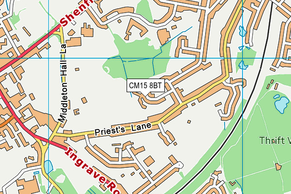 CM15 8BT map - OS VectorMap District (Ordnance Survey)