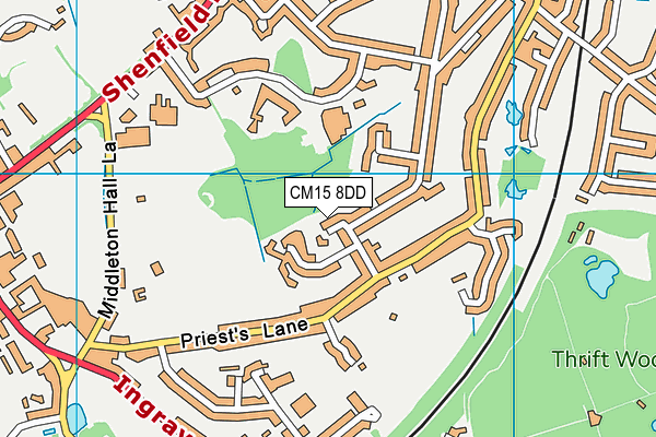 CM15 8DD map - OS VectorMap District (Ordnance Survey)
