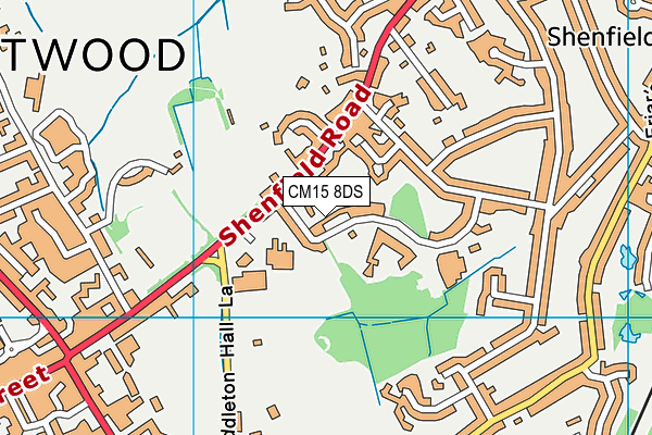 CM15 8DS map - OS VectorMap District (Ordnance Survey)