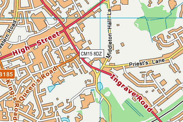 CM15 8DZ map - OS VectorMap District (Ordnance Survey)
