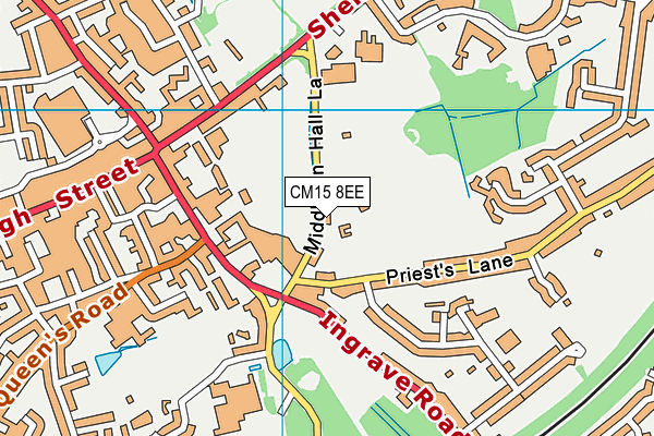 CM15 8EE map - OS VectorMap District (Ordnance Survey)