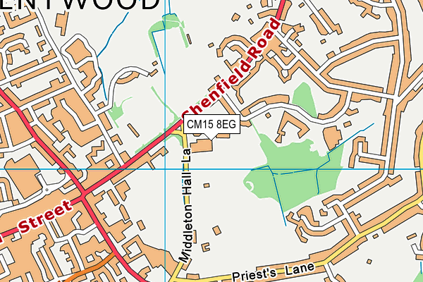 CM15 8EG map - OS VectorMap District (Ordnance Survey)