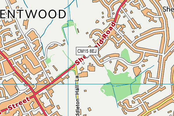 CM15 8EJ map - OS VectorMap District (Ordnance Survey)