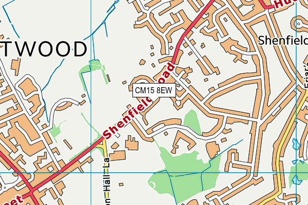 CM15 8EW map - OS VectorMap District (Ordnance Survey)
