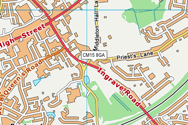 CM15 8GA map - OS VectorMap District (Ordnance Survey)