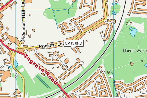 CM15 8HD map - OS VectorMap District (Ordnance Survey)