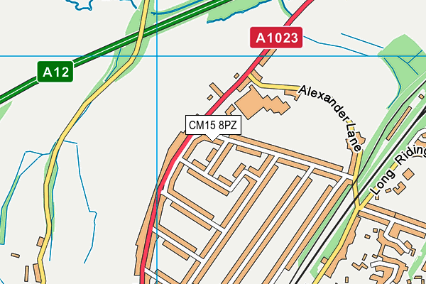 CM15 8PZ map - OS VectorMap District (Ordnance Survey)