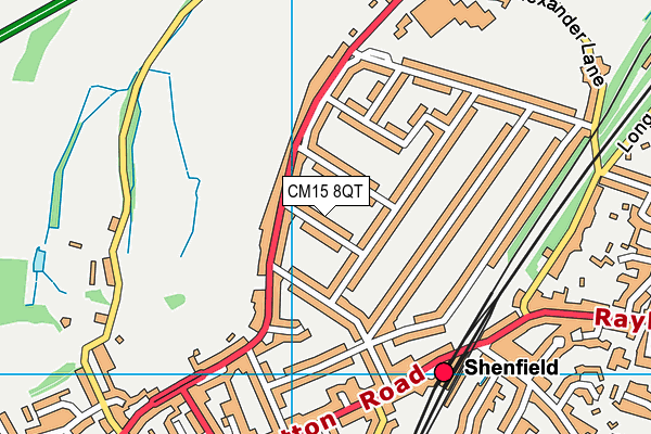 CM15 8QT map - OS VectorMap District (Ordnance Survey)