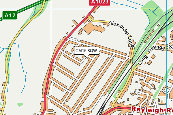 CM15 8QW map - OS VectorMap District (Ordnance Survey)