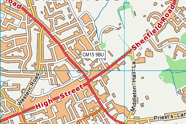 CM15 9BU map - OS VectorMap District (Ordnance Survey)