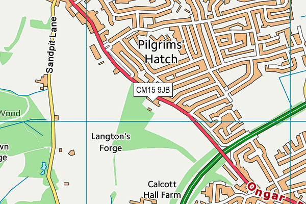 Larkins Playing Fields map (CM15 9JB) - OS VectorMap District (Ordnance Survey)