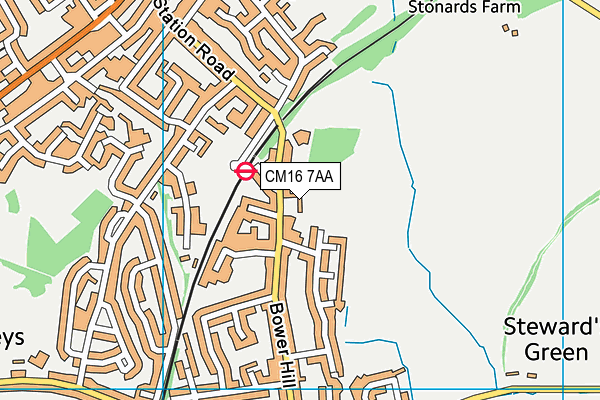 CM16 7AA map - OS VectorMap District (Ordnance Survey)