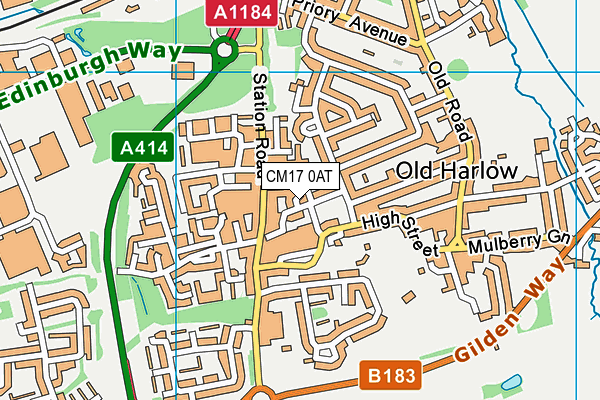CM17 0AT map - OS VectorMap District (Ordnance Survey)