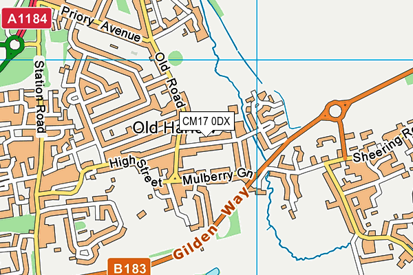 Harlowbury Primary School map (CM17 0DX) - OS VectorMap District (Ordnance Survey)