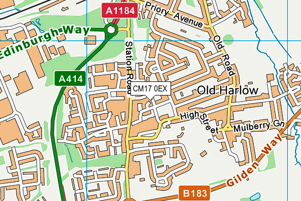 CM17 0EX map - OS VectorMap District (Ordnance Survey)