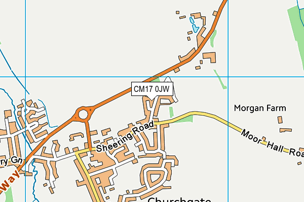 CM17 0JW map - OS VectorMap District (Ordnance Survey)
