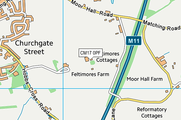 CM17 0PF map - OS VectorMap District (Ordnance Survey)