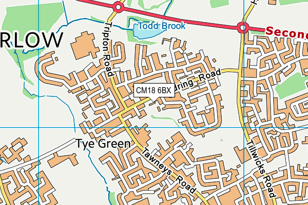 CM18 6BX map - OS VectorMap District (Ordnance Survey)
