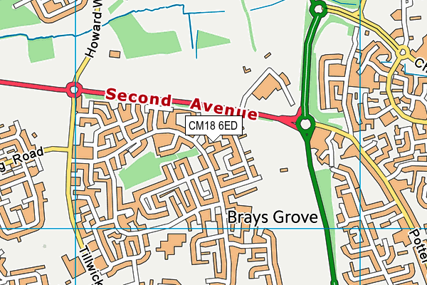 CM18 6ED map - OS VectorMap District (Ordnance Survey)