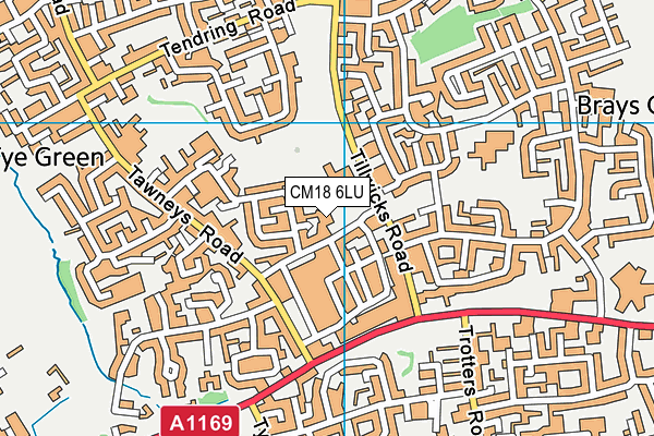 Tye Green Indoor Bowls Club Ltd map (CM18 6LU) - OS VectorMap District (Ordnance Survey)