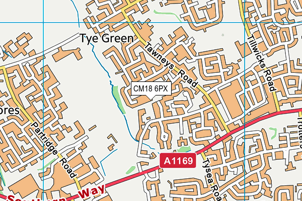 CM18 6PX map - OS VectorMap District (Ordnance Survey)