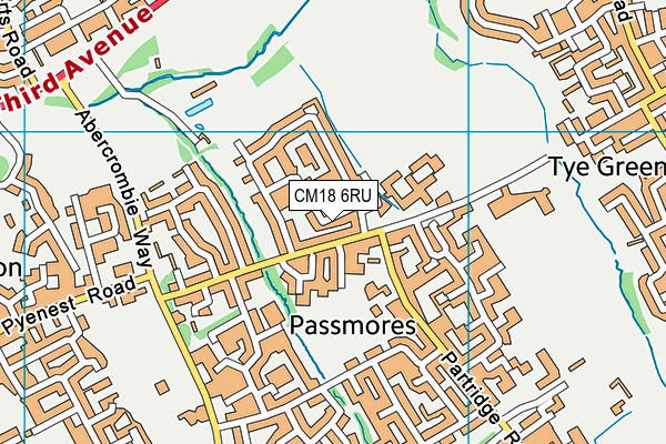 CM18 6RU map - OS VectorMap District (Ordnance Survey)