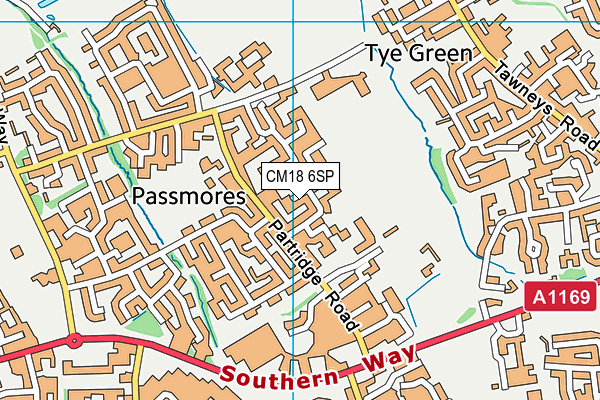 Barn Mead map (CM18 6SP) - OS VectorMap District (Ordnance Survey)