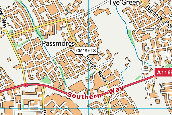 CM18 6TS map - OS VectorMap District (Ordnance Survey)