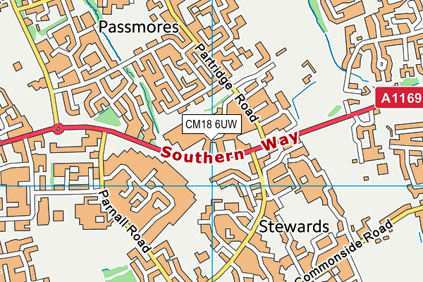 CM18 6UW map - OS VectorMap District (Ordnance Survey)