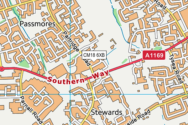 CM18 6XB map - OS VectorMap District (Ordnance Survey)