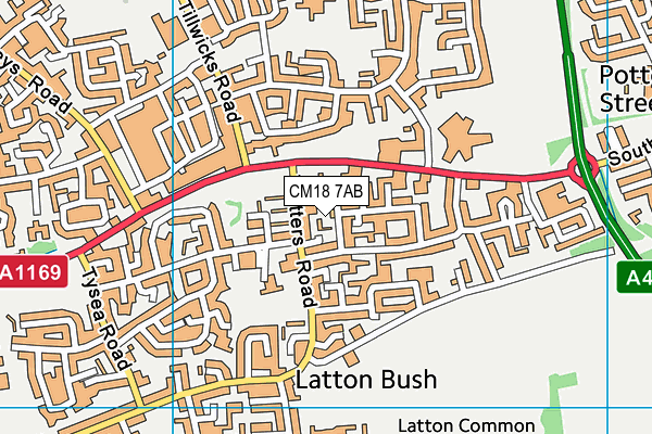 CM18 7AB map - OS VectorMap District (Ordnance Survey)