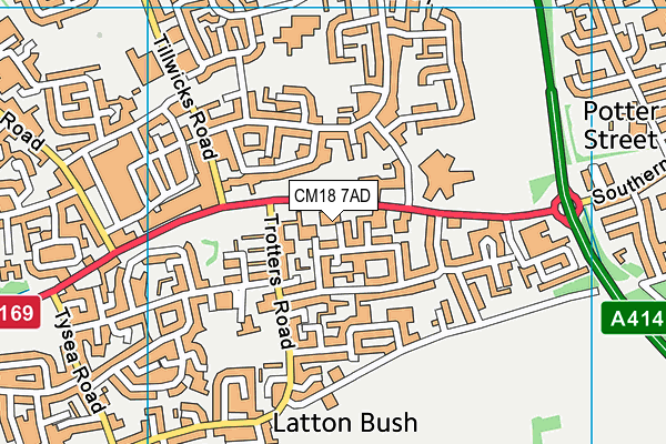 CM18 7AD map - OS VectorMap District (Ordnance Survey)