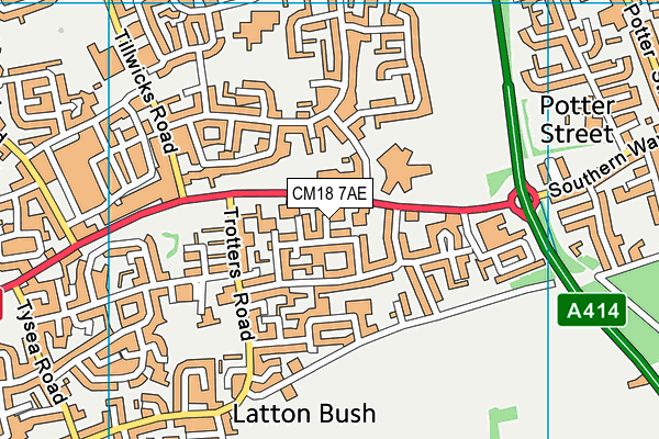 CM18 7AE map - OS VectorMap District (Ordnance Survey)