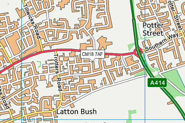 CM18 7AF map - OS VectorMap District (Ordnance Survey)